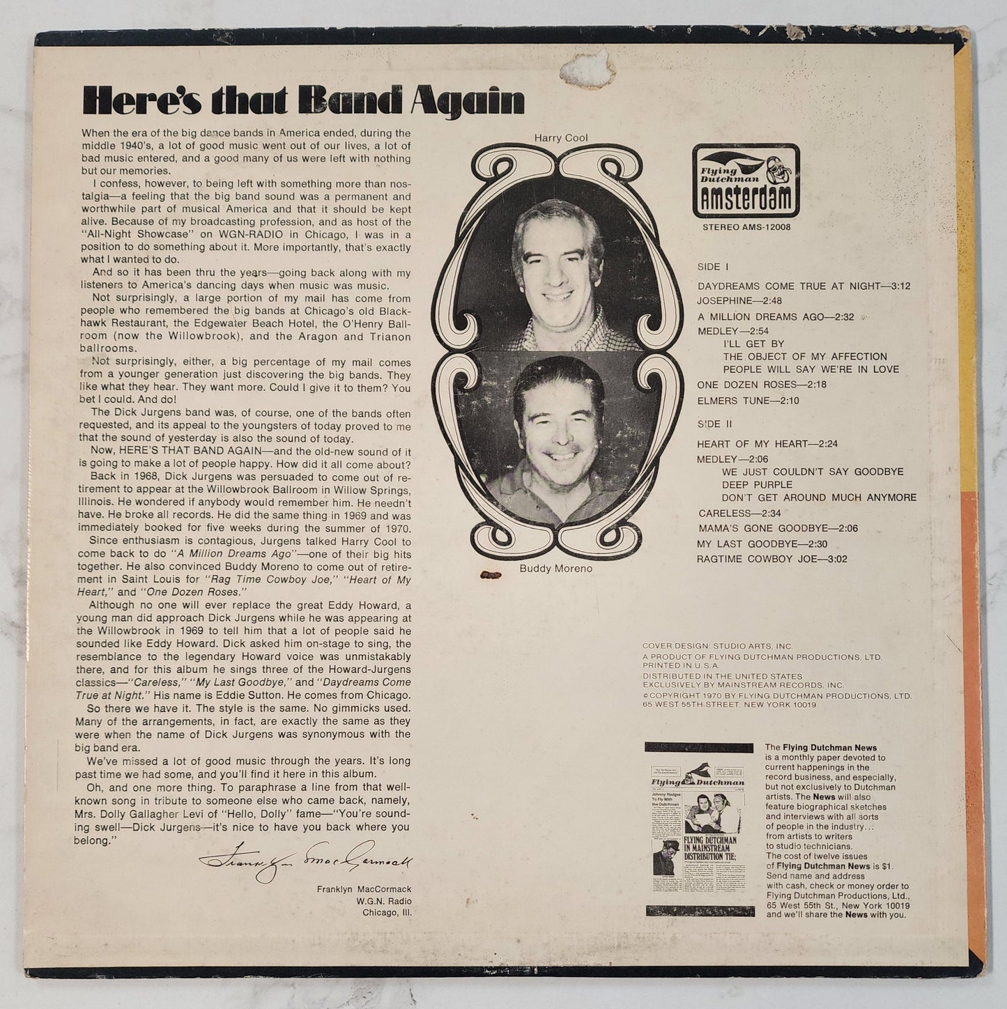 Dick Jurgens Plays His Hits Here's That Band Again Vinyl Record Album