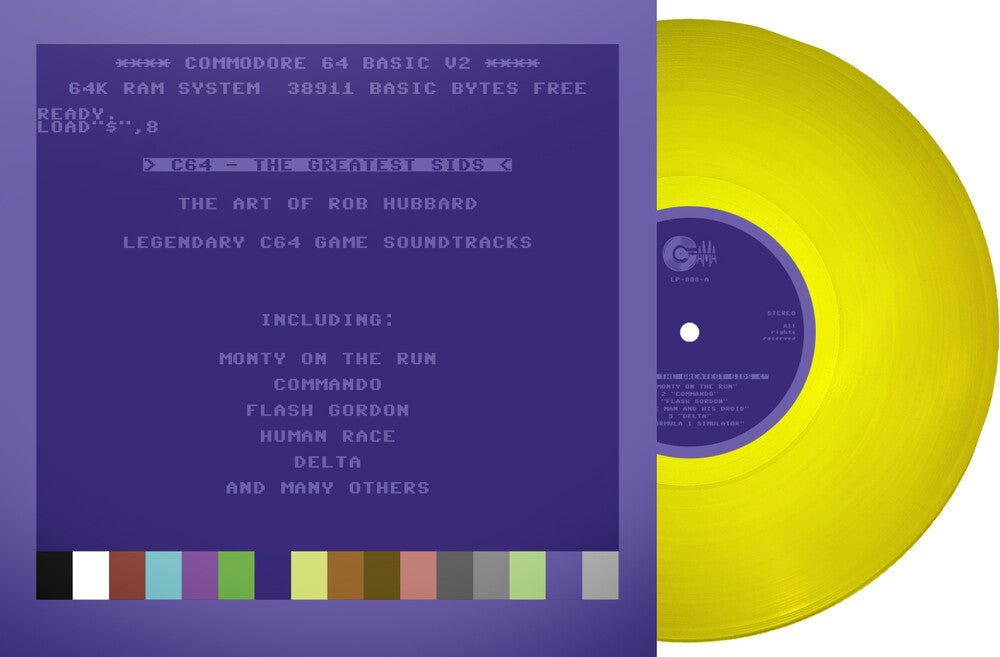 the album cover for Rob Hubbard (Colv) (Ltd) (Ylw) (Fra) - C64 Greatest Sids: Art Of Rob Hubbard - Yellow