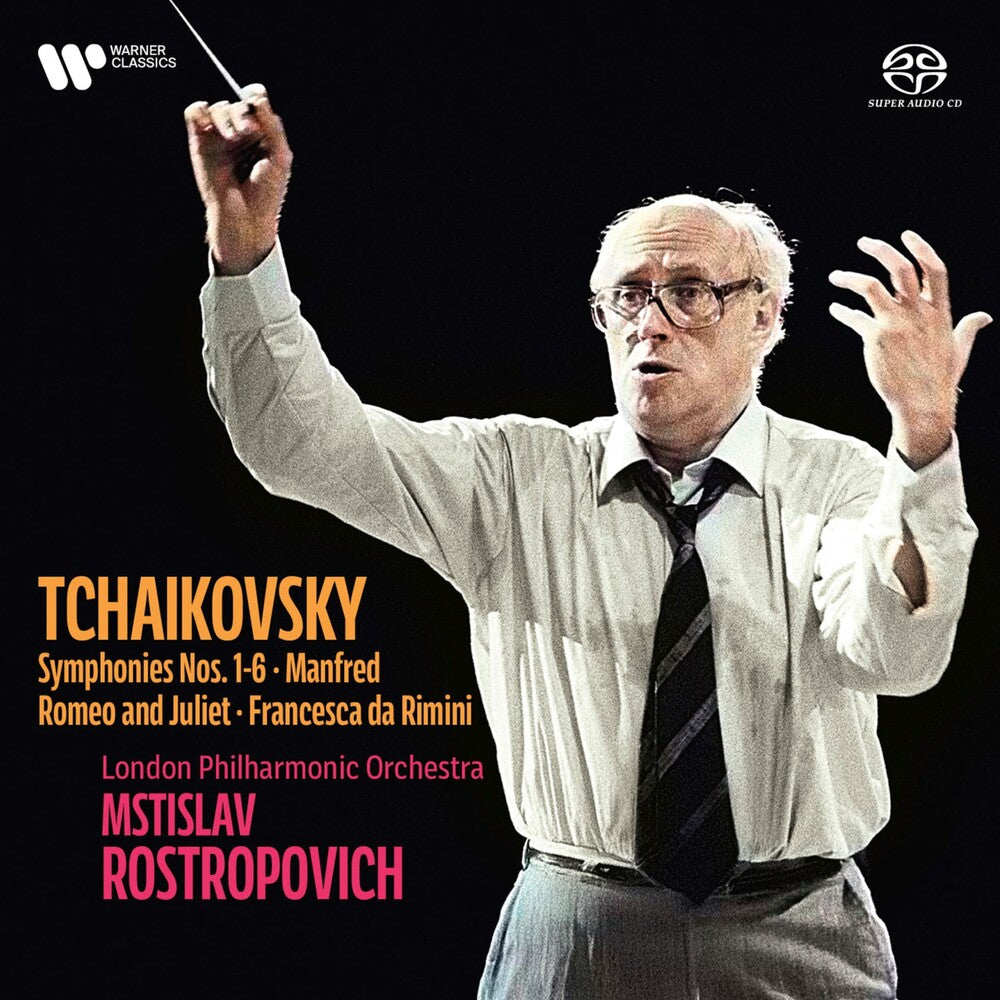 the album cover for Mstislav Rostropovich / Lpo - Tchaikovsky: Symphonies 1-6 Manfred