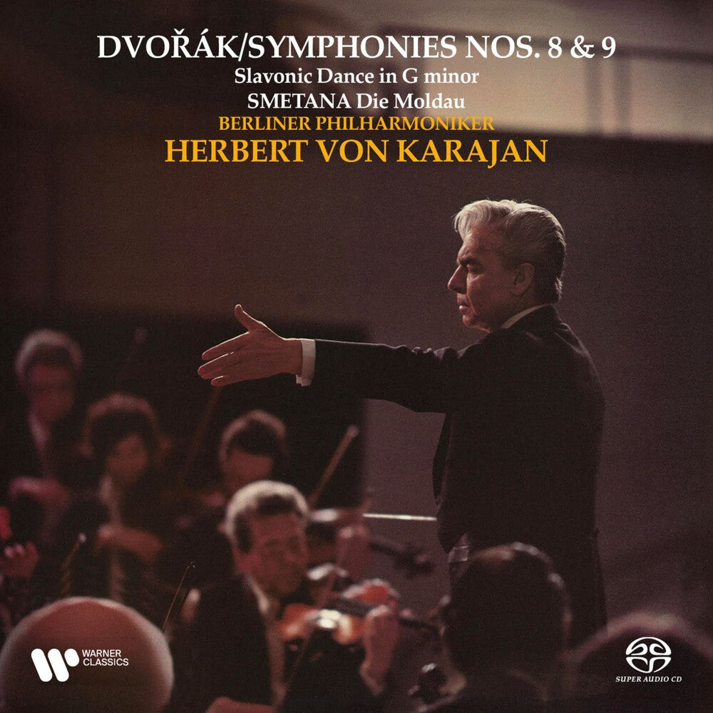 the album cover for Herbert Karajan Von - Dvorak Symphonies 8 & 9 Smetana Moldau