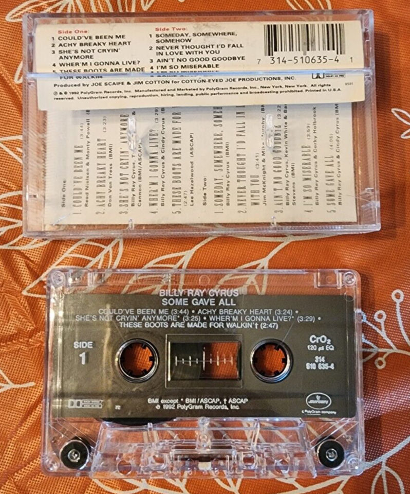 Billy Ray Cyrus Some Gave All Cassette Tape