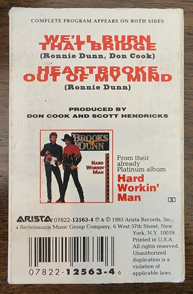 Brooks & Dunn We'll Burn That Bridge Cassette Tape Single