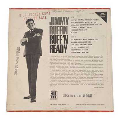 Jimmy Ruffin Ruff N' Ready Vinyl Record (DJ Copy)