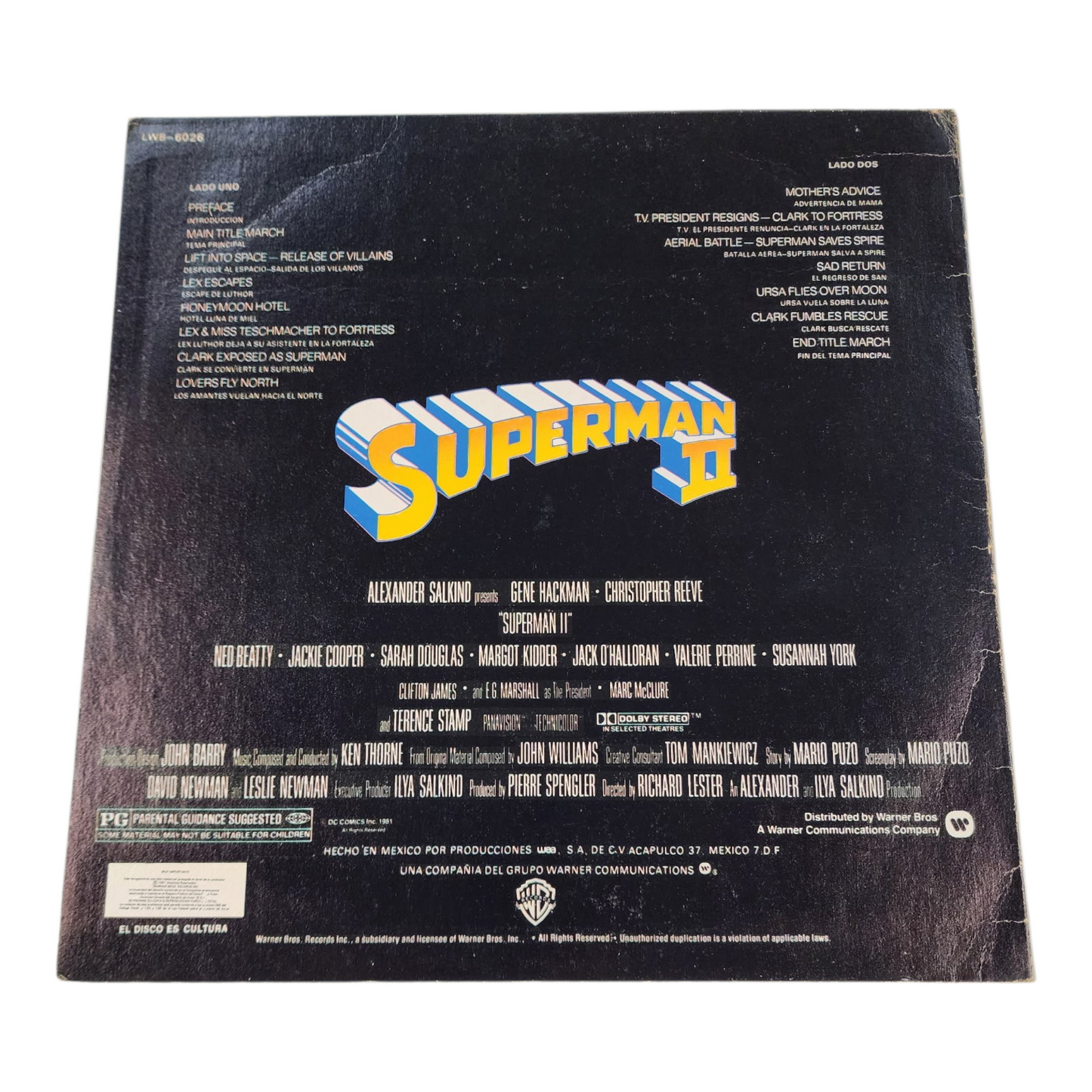 Superman II Soundtrack Vinyl Record
