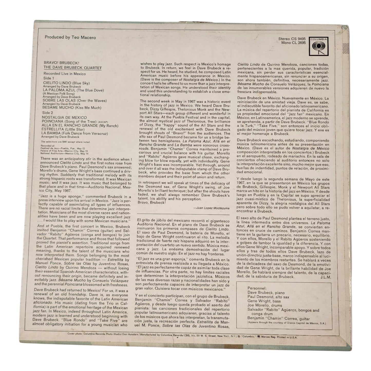 Dave Brubeck Bravo Brubeck Vinyl Record