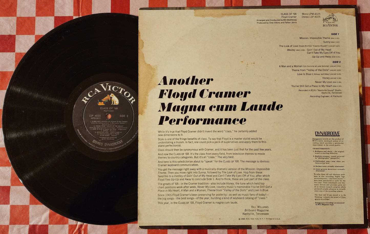 Floyd Cramer Class of '68 Vinyl Record Album