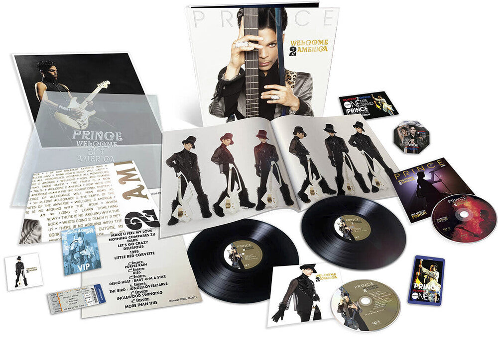 the album cover for Prince - Welcome 2 America [Deluxe 2 LP / 1 CD / 1 Blu-Ray]