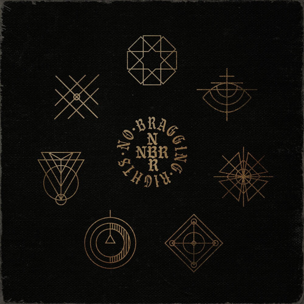 the album cover for No Bragging Rights - No Bragging Rights [Indie Exclusive Limited Edition Half Gold/Half Clear w/Heavy Black Splatter LP]