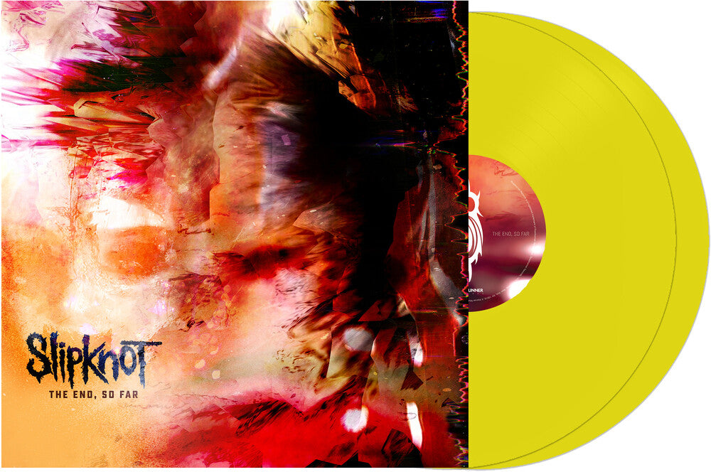 the album cover for Slipknot - The End, So Far [Indie Exclusive Limited Edition Neon Yellow 2LP]