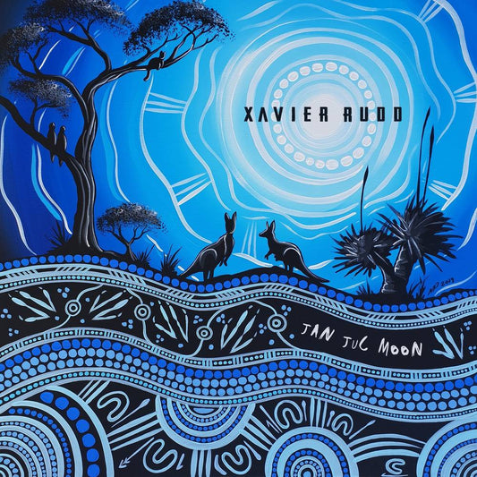 the album cover for Xavier Rudd - Jan Juc Moon [Indie Exclusive Limited Edition Blue 2LP]