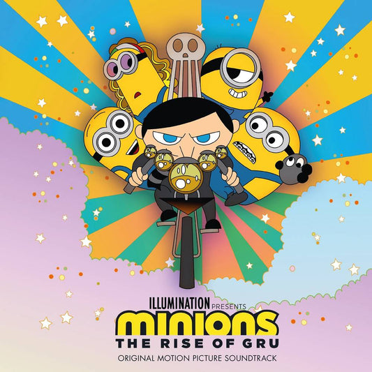 the album cover for Various Artists - Minions: The Rise Of Gru [Indie Exclusive Limited Edition Gru Blue 2 LP]