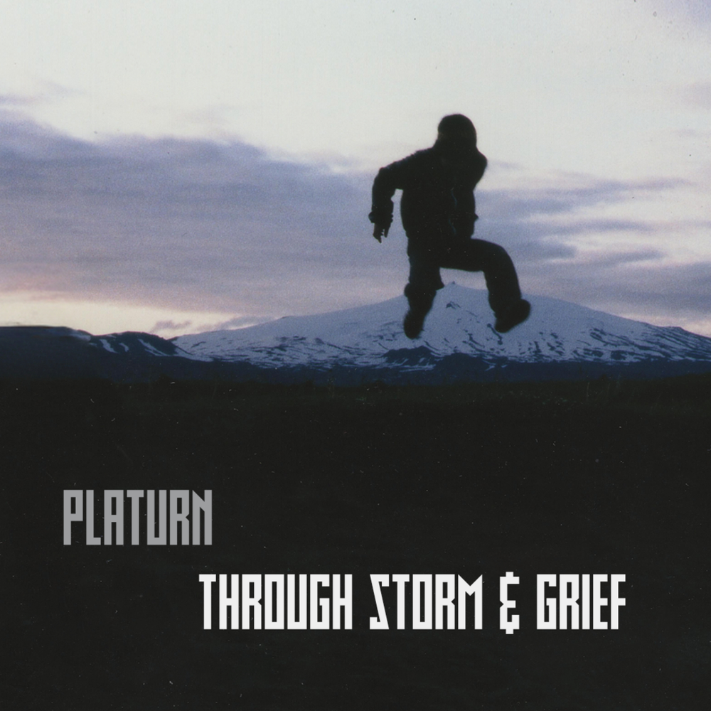 the album cover for DJ Platurn - Through Storm & Grief - Icy Marble Eco-Mix [Colored Vinyl]