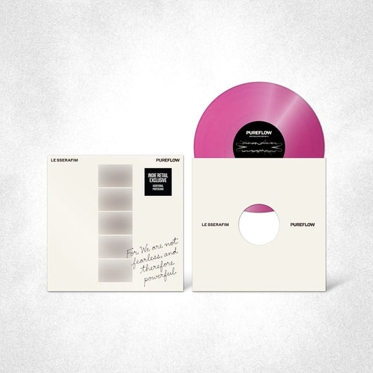 the album cover for LE SSERAFIM - 2nd Studio Album PUREFLOW pt.1 [Indie Exclusive Hot Pink Glitter ver.]