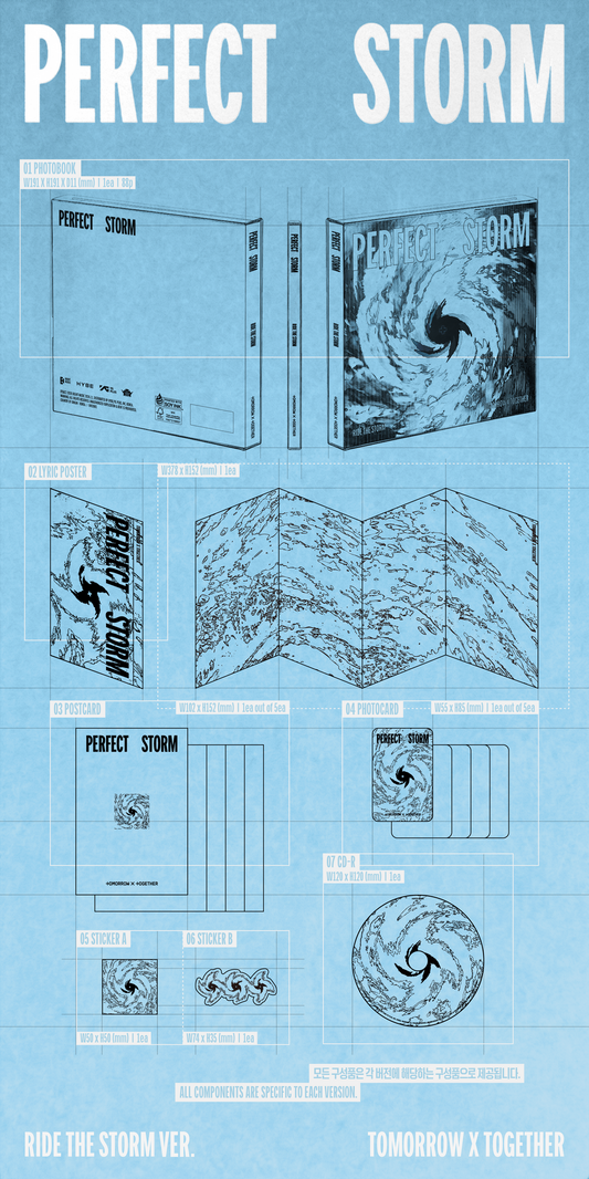the album cover for TOMORROW X TOGETHER - Perfect Storm [Ride The Storm Ver.]