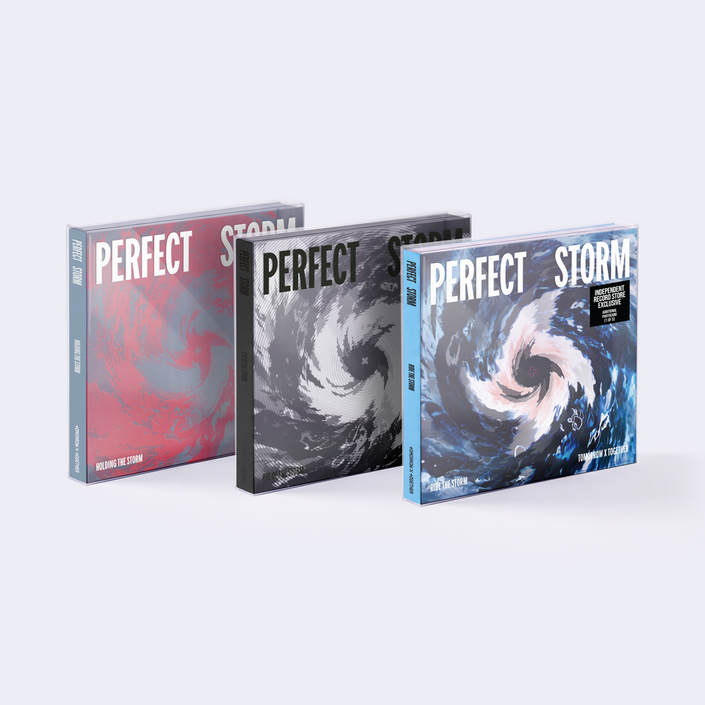 the album cover for TOMORROW X TOGETHER - Perfect Storm [Indie Exclusive Ride The Storm Ver.]