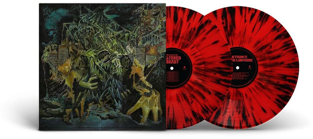 the album cover for King Gizzard & The Lizard Wizard - Murder Of The Universe: Cosmic Carnage Edition [Translucent Red w/Heavy Black Splatter & Side D Etching 2LP]