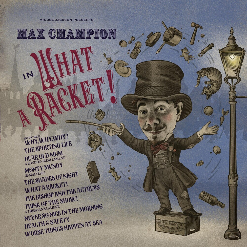 the album cover for Max Champion - Mr. Joe Jackson presents Max Champion in 'What A Racket!' [LP]