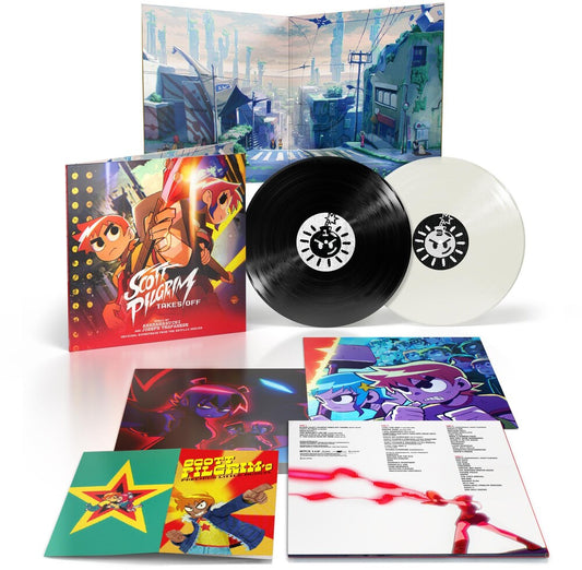 the album cover for Anamanaguchi - Scott Pilgrim Takes Off (Original Soundtrack From The Netflix Series) [Black & White 2LP]