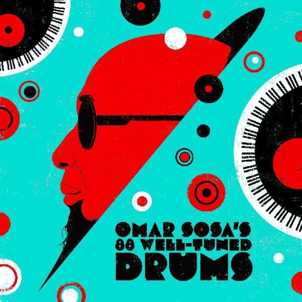 the album cover for Omar Sosa - Omar Sosa's 88 Well-Tuned Drums [Clear Vinyl] (Red) [Record Store Day] 