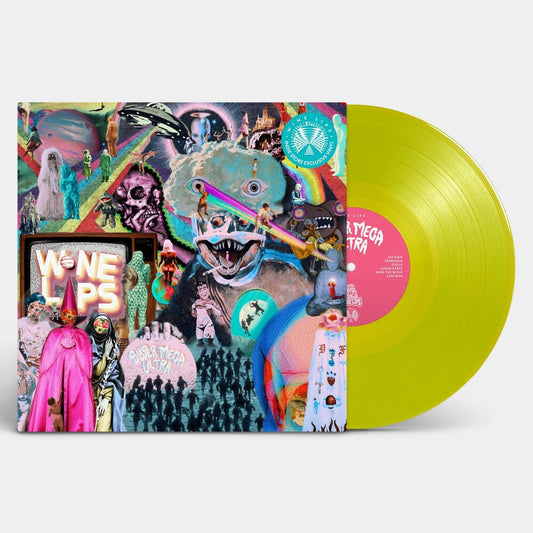 the album cover for Wine Lips - Super Mega Ultra [Indie Exclusive Electric Yellow LP]