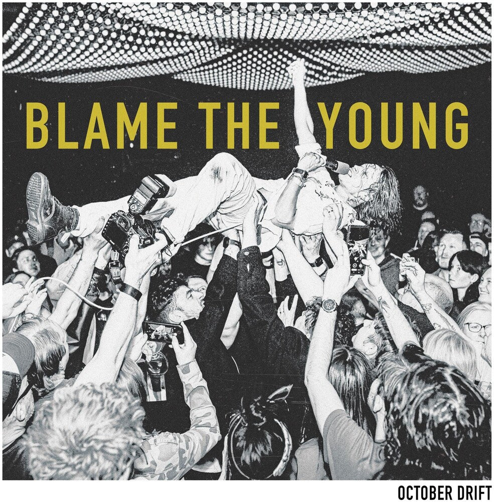 the album cover for October Drift -  Blame The Young [Indie exclusive tri-colour ]