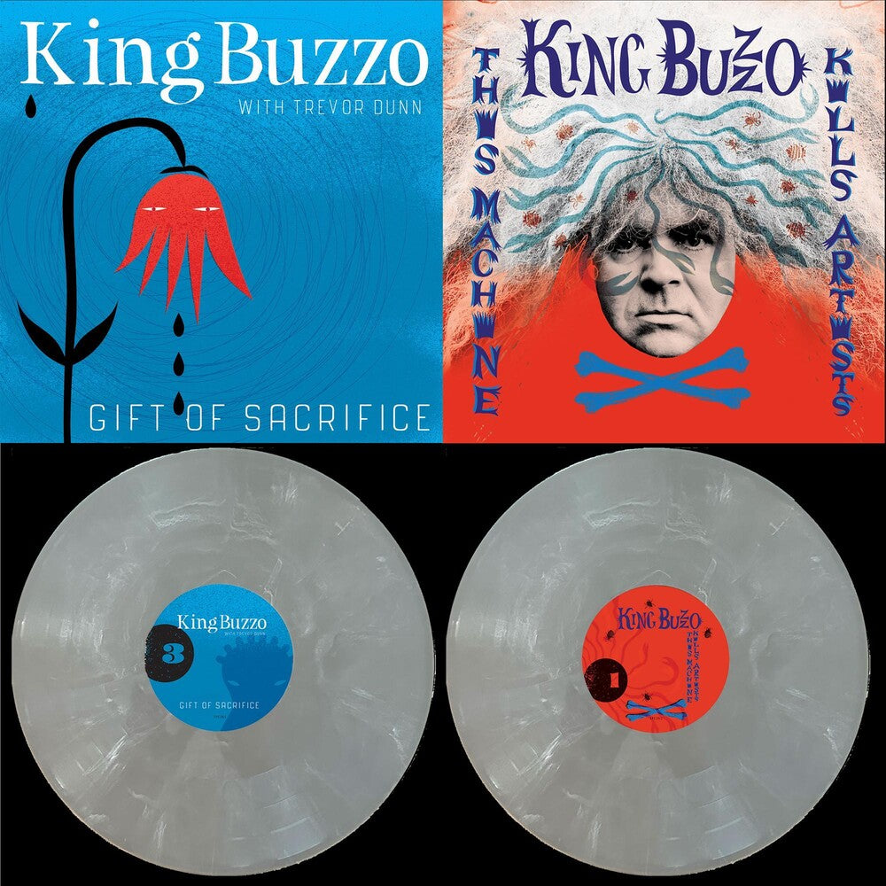 the album cover for King Buzzo - This Machine Kills Artists + Gift Of Sacrifice [Indie Exclusive Limited Edition Ipecac 25th Anniversary 2LP Silver Streak]