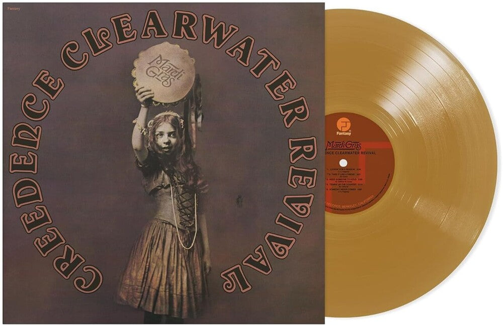 the album cover for Creedence Clearwater Revival - Mardi Gras (Remastered 2025) -  [opaque gold vinyl]