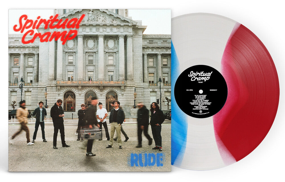 the album cover for Spiritual Cramp - RUDE [Indie Exclusive Blue/White/Red 3 Color Stripe LP]