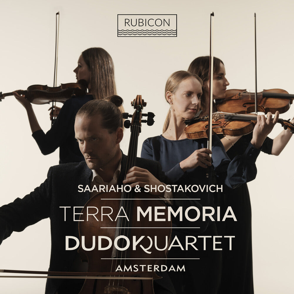 the album cover for Dudok Quartet Amsterdam - Saariaho & Shostakovich