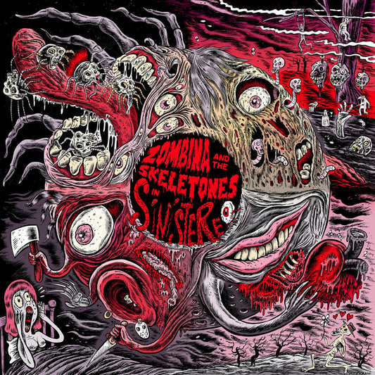 the album cover for Zombina & The Skeletones - In Sinistereo [Colored Vinyl] [Limited Edition] (Red) [With Booklet]