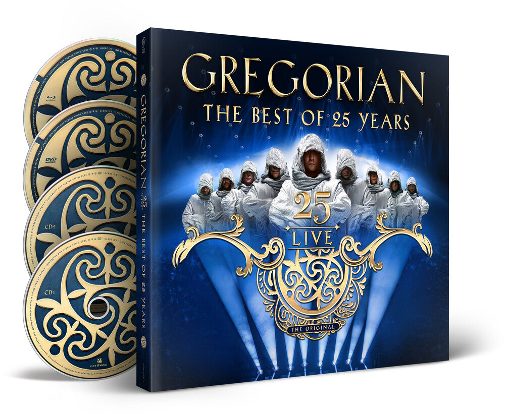the album cover for Gregorian - 25 Live: The Best Of 25 Years [Deluxe Earbook] (2 CD + DVD + Blu-Ray)