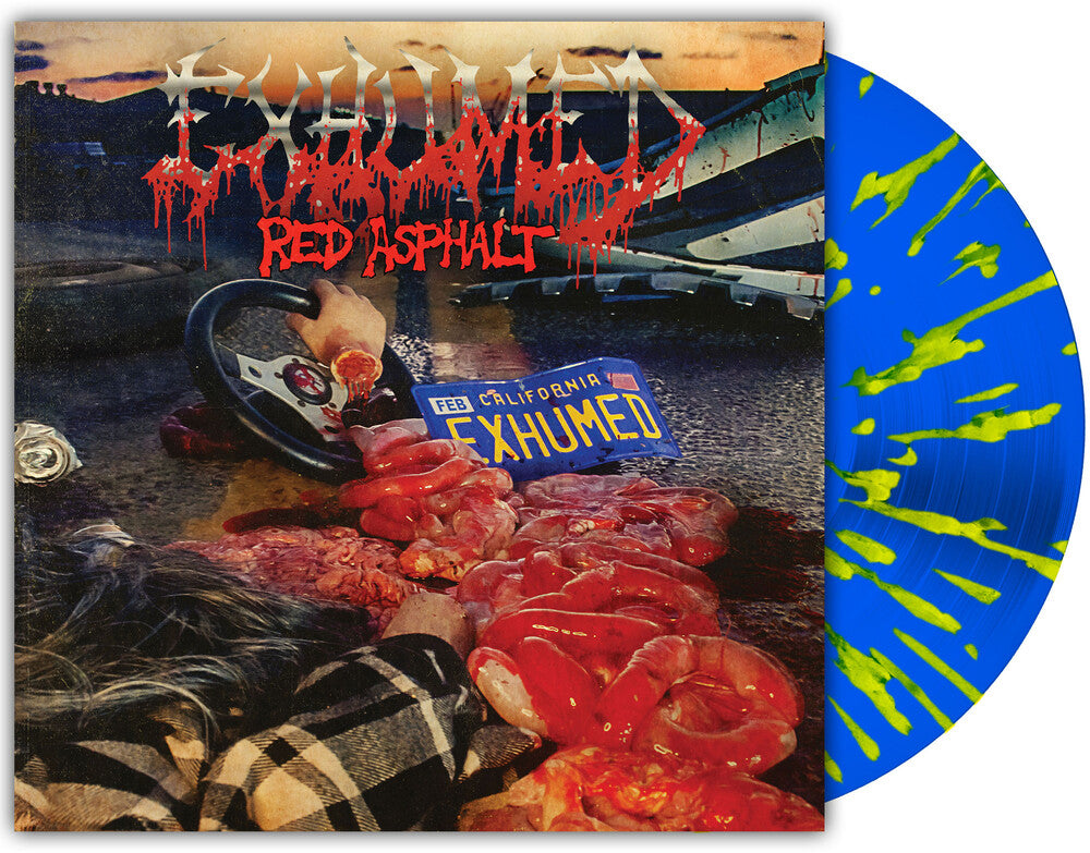 the album cover for Exhumed - Red Asphalt Mocks [Orchard Indie Exclusive Royal Blue with Splatter]