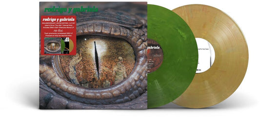 the album cover for Rodrigo Gabriela  Y - Rodrigo Y Gabriela with bonus disc Re-Foc (20th Anniversary Edition) [Jade & Citrus Colored Vinyl]