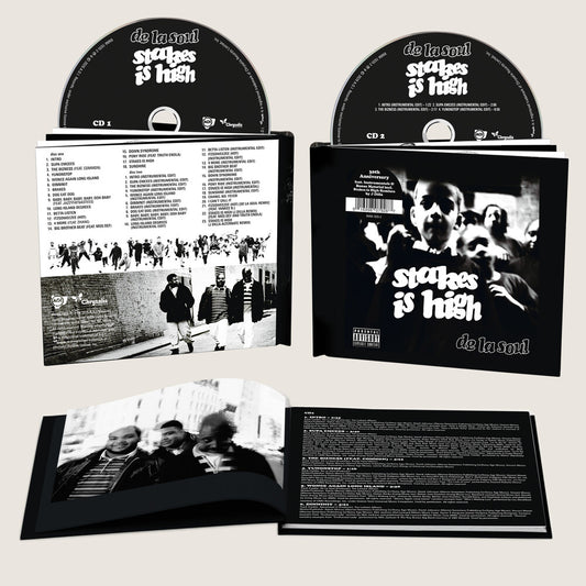 the album cover for De La Soul - Stakes Is High - 30th Anniversary [Hard Cover Book]