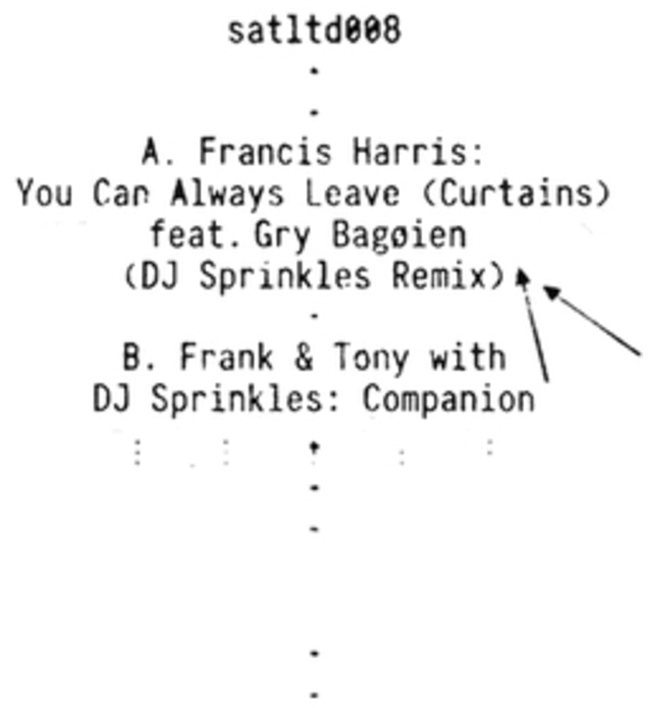 the album cover for Dj Sprinkles / Frank & Tony / Francis Harris - You Can Always Leave / Companion (Ep)