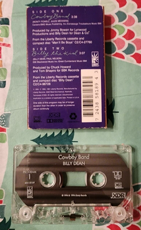 Billy Dean Cowboy Band Cassette Tape Single