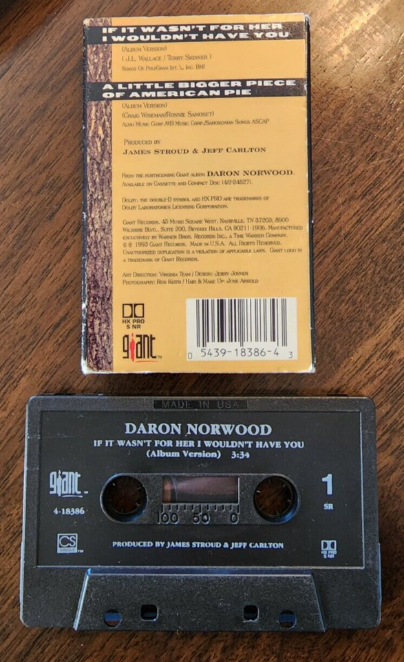 Daron Norwood If It Wasn't For Her I Wouldn't Have You Cassette Tape Single