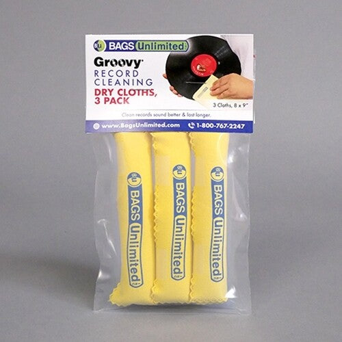 Bags Unlimited ASA-2D - Groovy Record Cleaning Dry Cloths 3 Pk - Microfiber